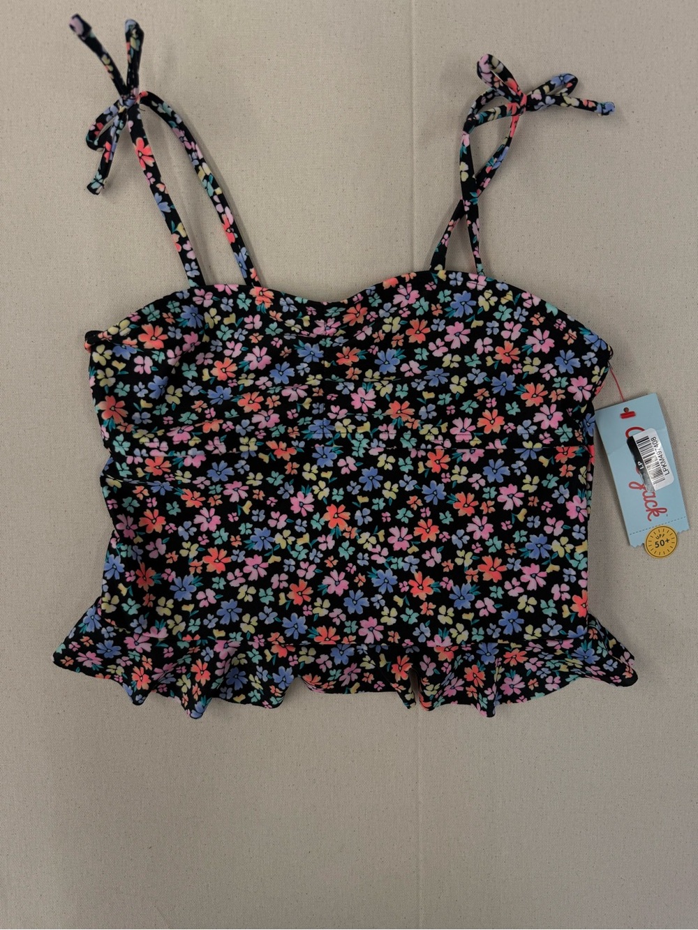 Jack by BB Dakota Black Floral Tie-Shoulder Crop Top